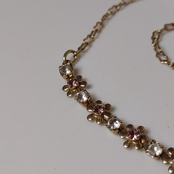 Pretty Gold Tone With Purple And Clear Stones Avon Flower Anklet Or Bracelet - Picture 5 of 8
